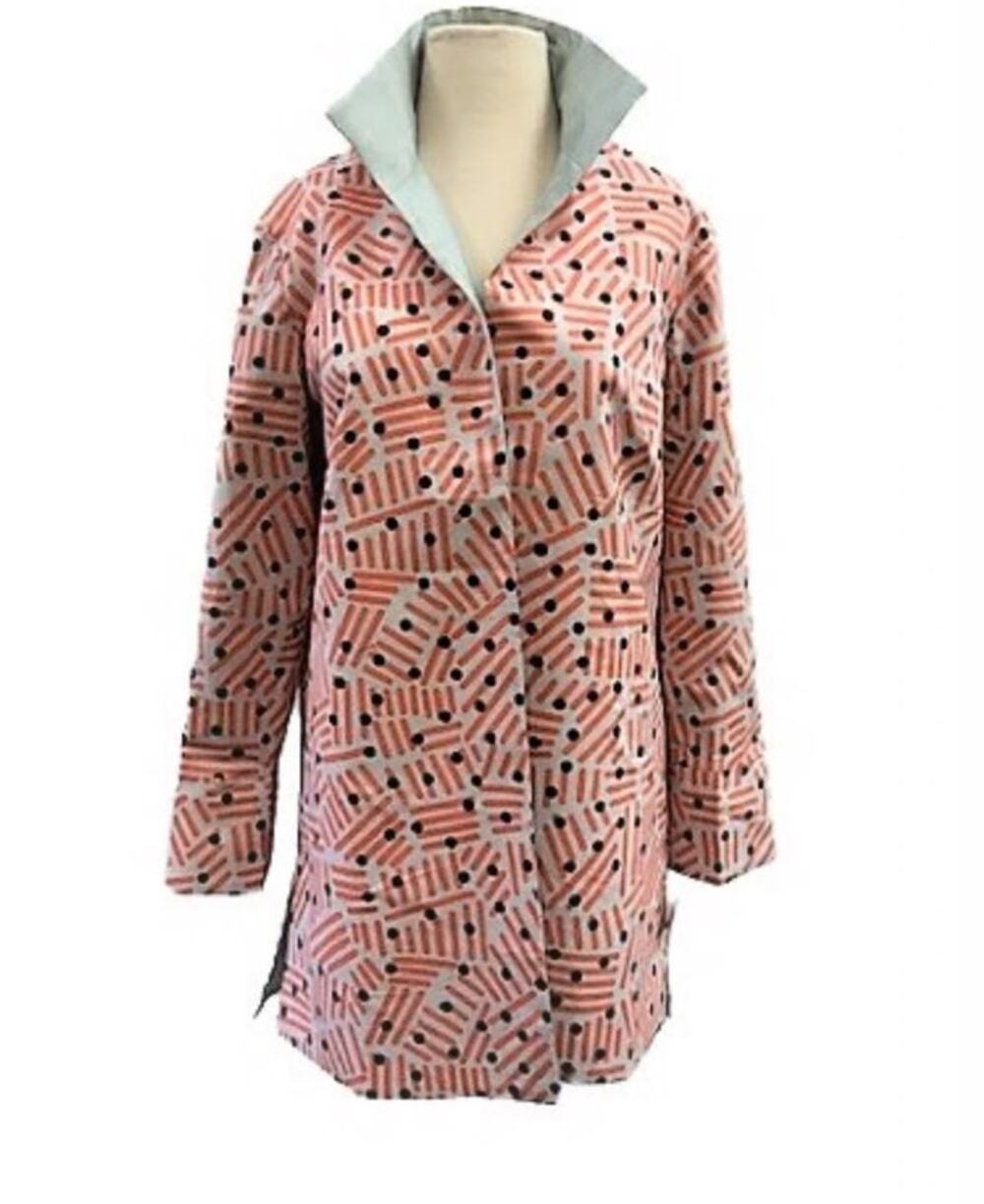Grace Chuang Jacket Small Cotton Animal Print NEW Art To Wear Grey Orange